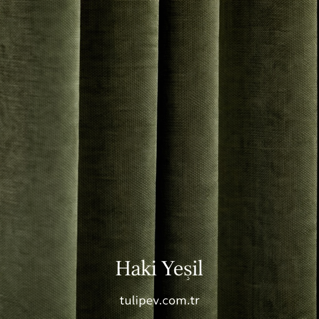 Haki Yeşili Fon Perde