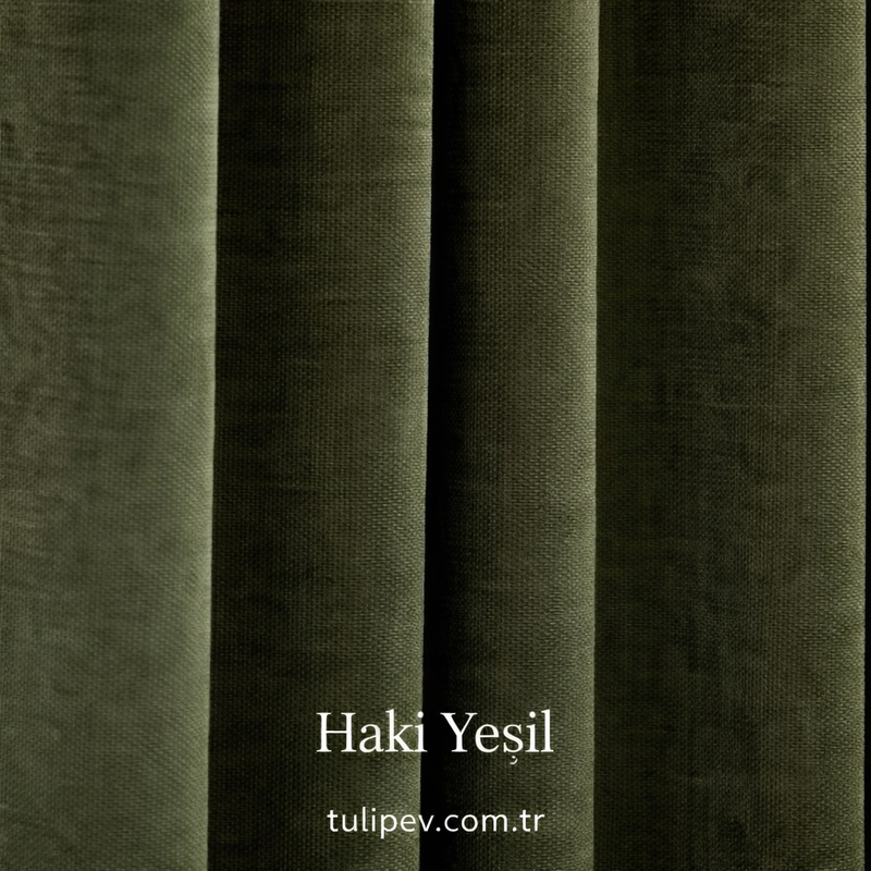 Haki Yeşili Fon Perde